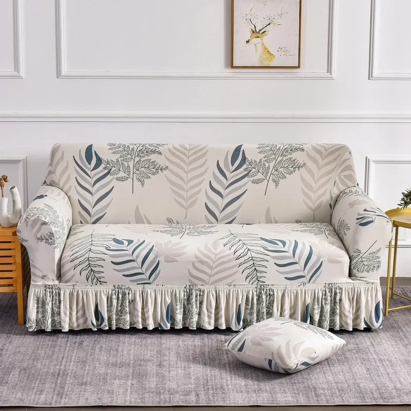 Milk Silk Printed Sofa Slipcover With Skirt