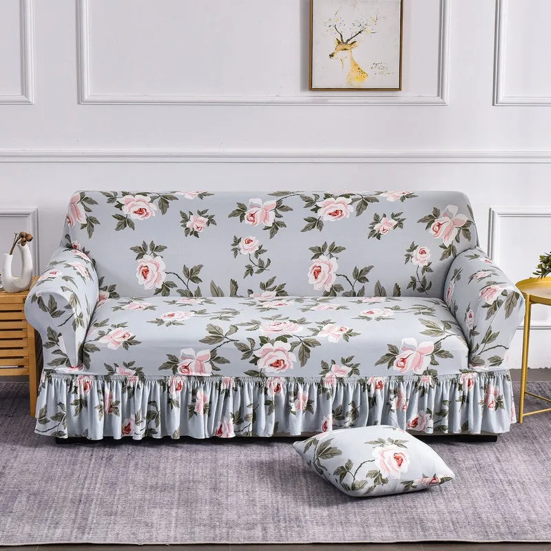 Milk Silk Printed Sofa Slipcover With Skirt