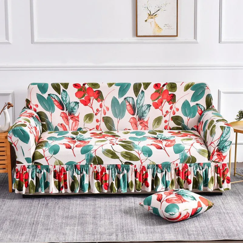 Milk Silk Printed Sofa Slipcover With Skirt