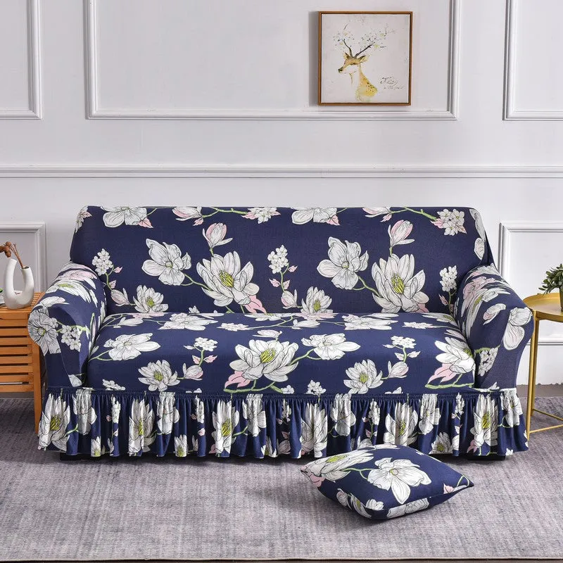 Milk Silk Printed Sofa Slipcover With Skirt