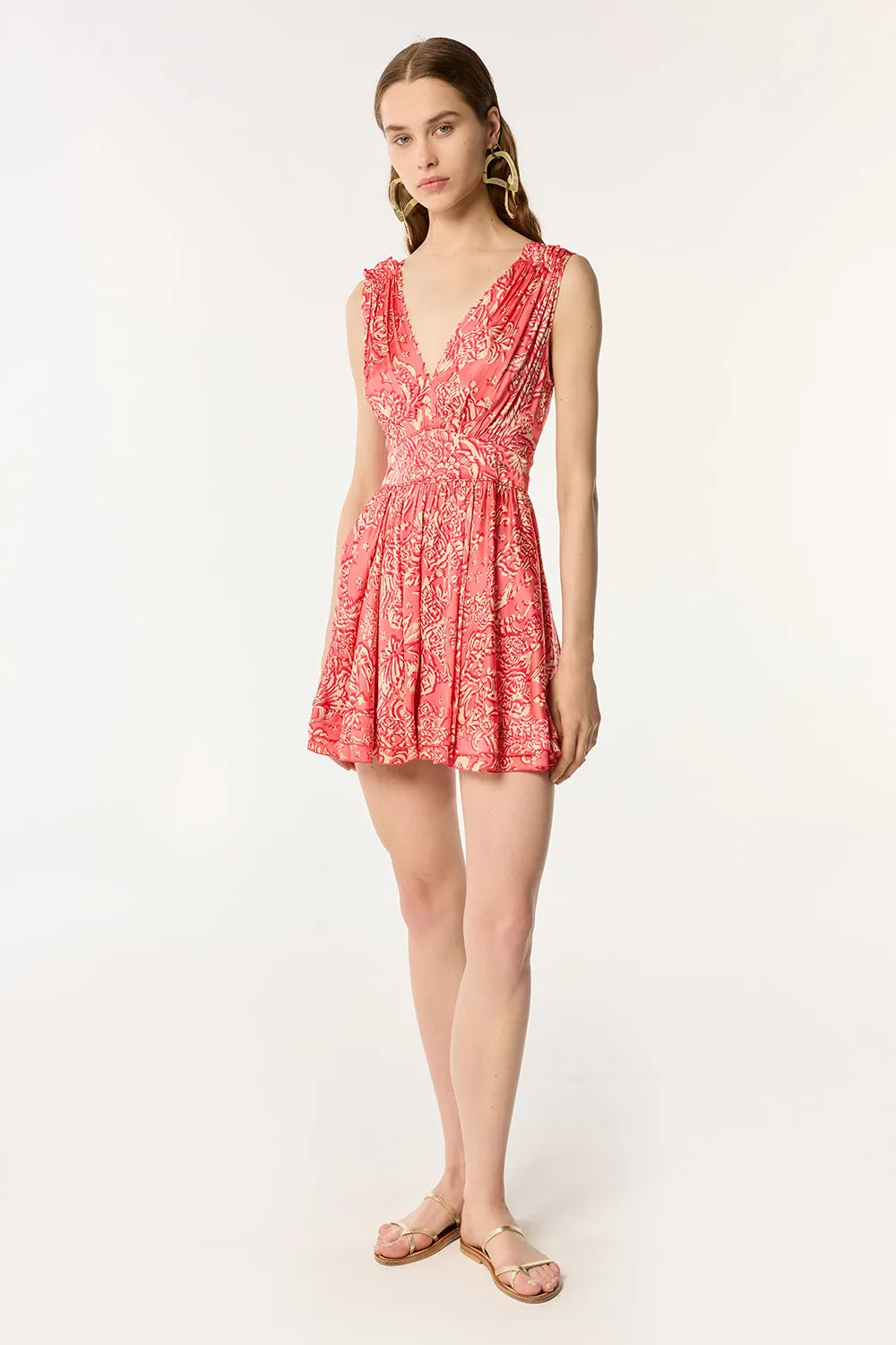 Mini Dress Bessie - Pink Oriental Foulard