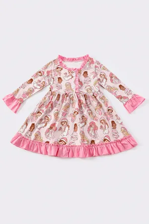 Pink princess christmas girl dress