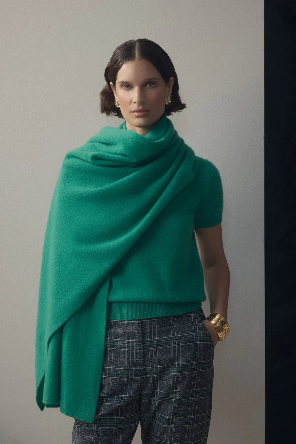 Pure Cashmere Travel Wrap - Jade Green