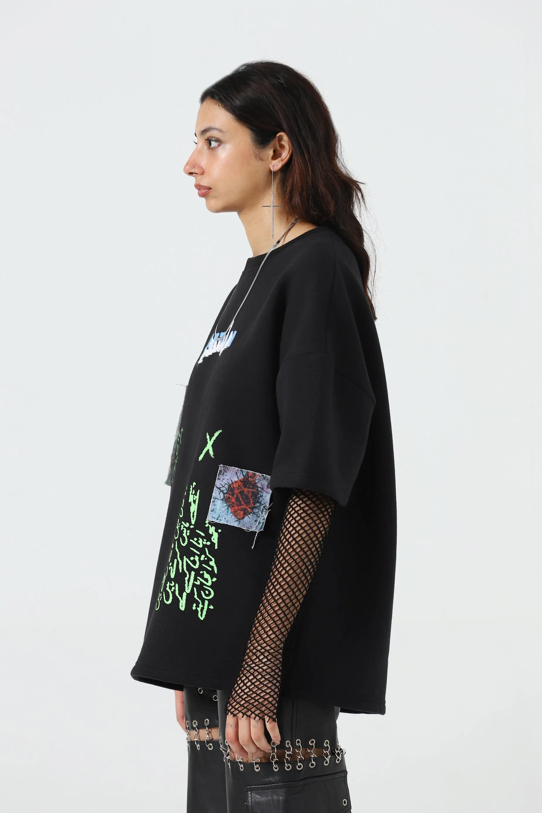 "PARAY HUTT" PATCHWORK BLACK T SHIRT