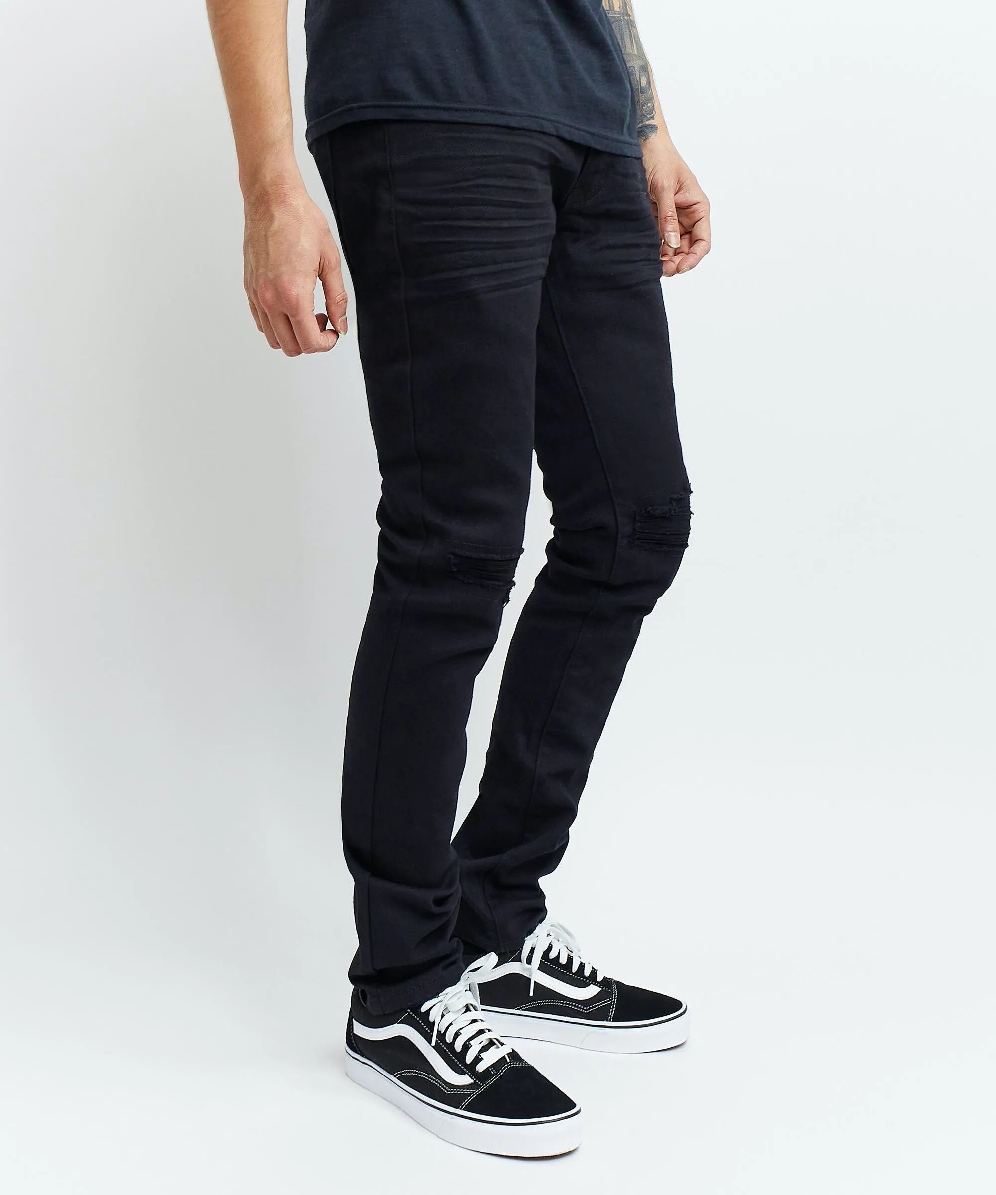 Reason Huntington Ripped Slim Denim in Black