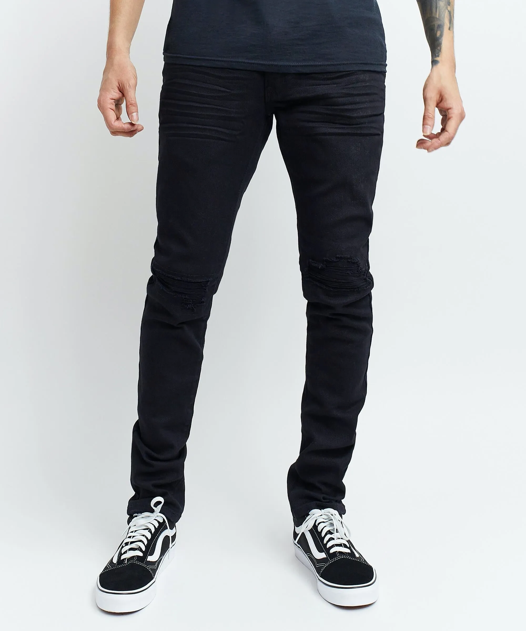 Reason Huntington Ripped Slim Denim in Black