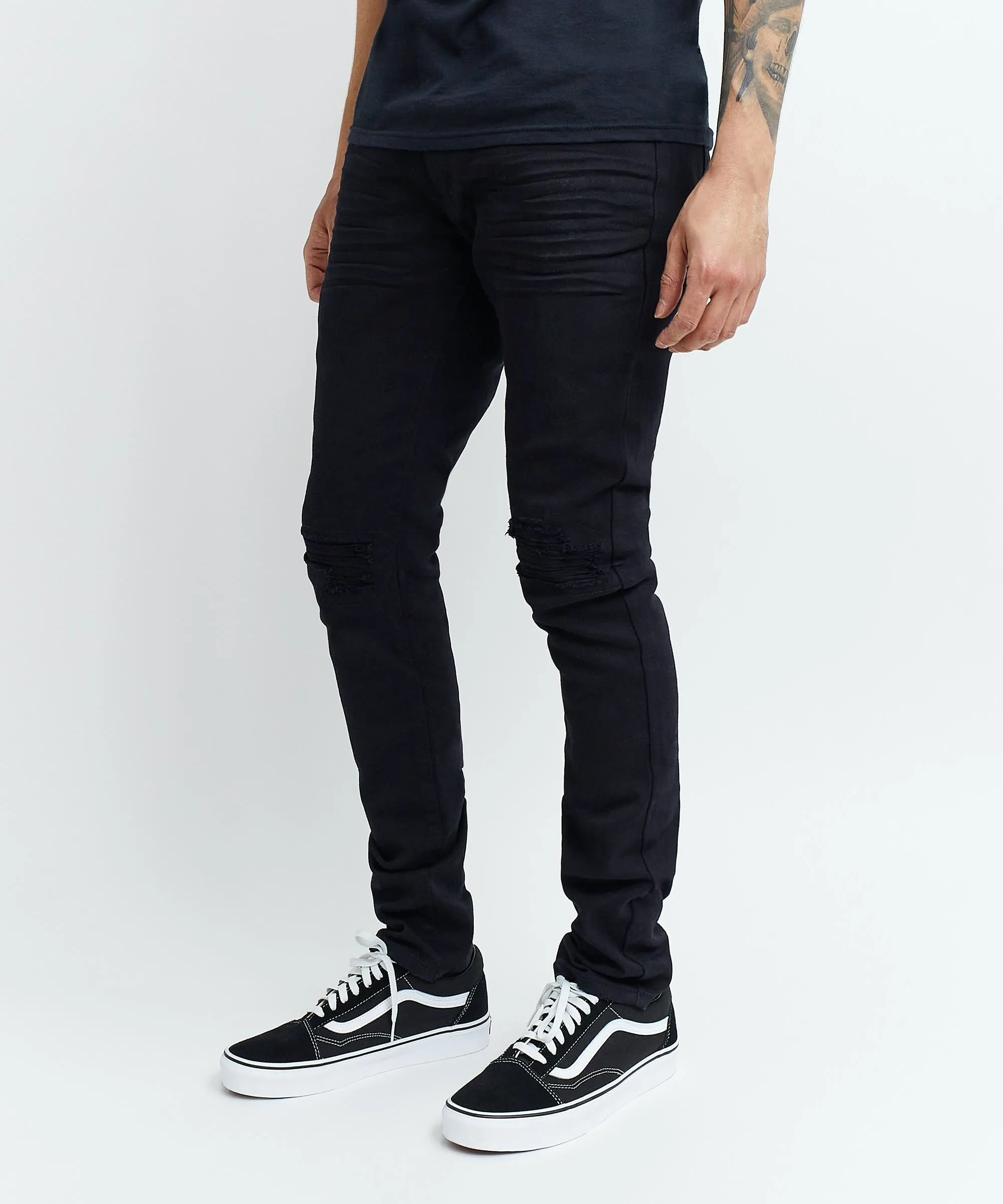 Reason Huntington Ripped Slim Denim in Black