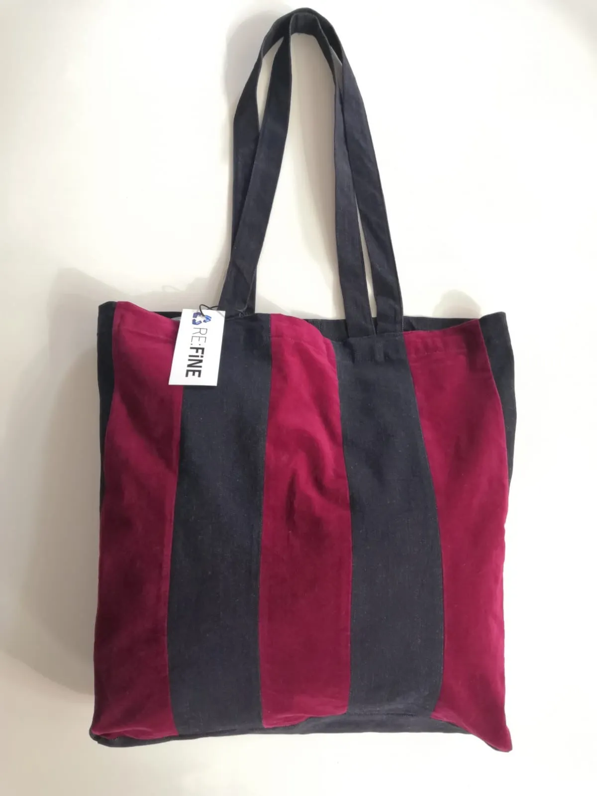 Refine Denim Velvet Indigo Denim Patchwork Tote 01