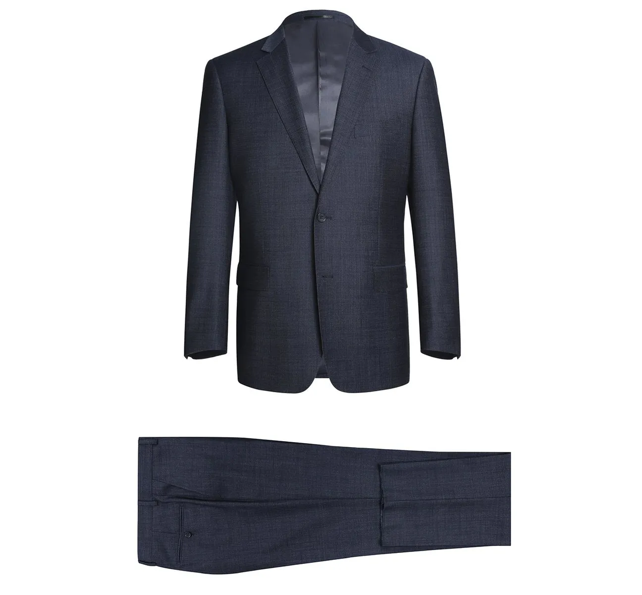 RENOIR Navy Two Piece Classic Fit Wool Blend Suit 558-3