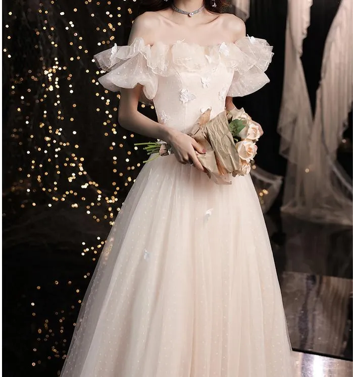 Retro Ethereal Off-Shoulder Prom Dress Bridesmaid dress