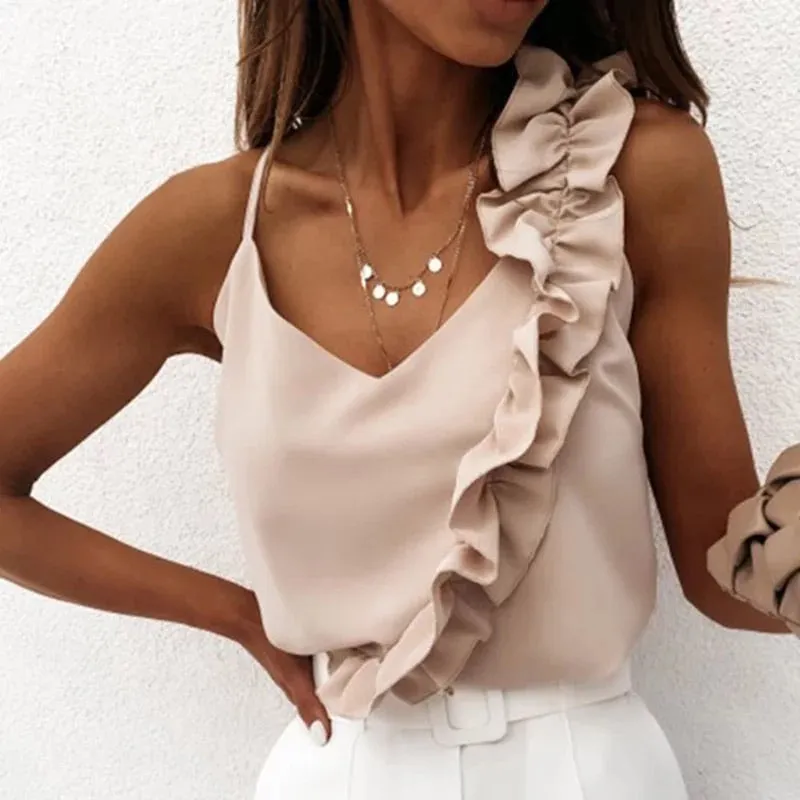 Ruffled Heather Sleeveless Camisole Top