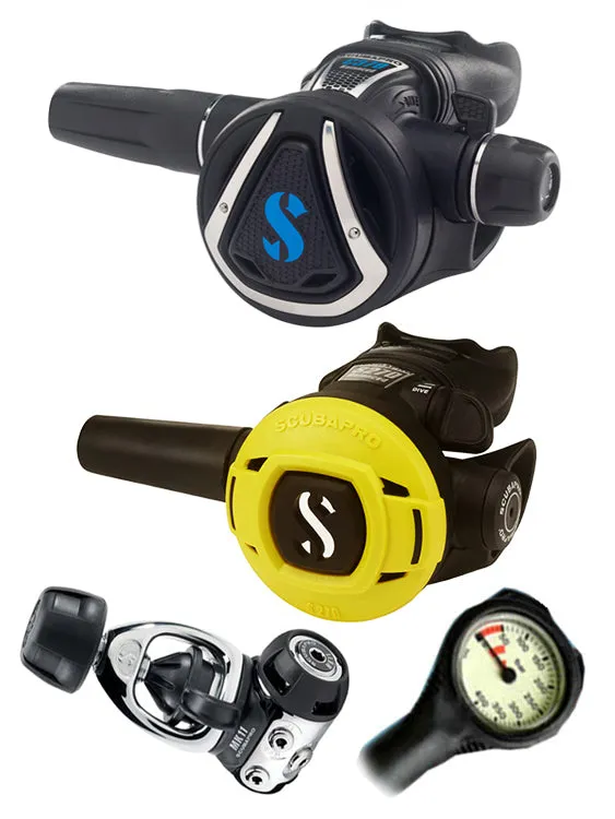 Scubapro Regulator Set: MK11 (DIN or Yoke) / C370 / Octopus & Free Termo Gauge