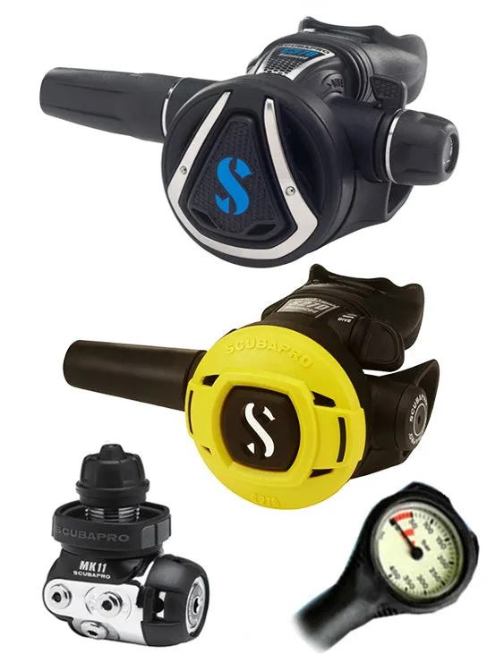 Scubapro Regulator Set: MK11 (DIN or Yoke) / C370 / Octopus & Free Termo Gauge