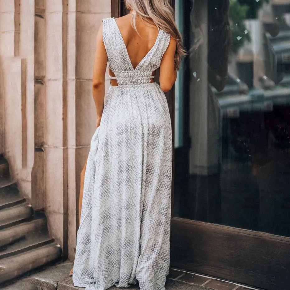 Sexy deep V backless long dress