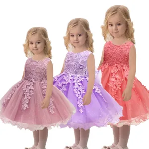 Spring Children's Dress Lace Princess Dress Catwalk Performance Host Evening Dress Flower Girl Gauze Dress