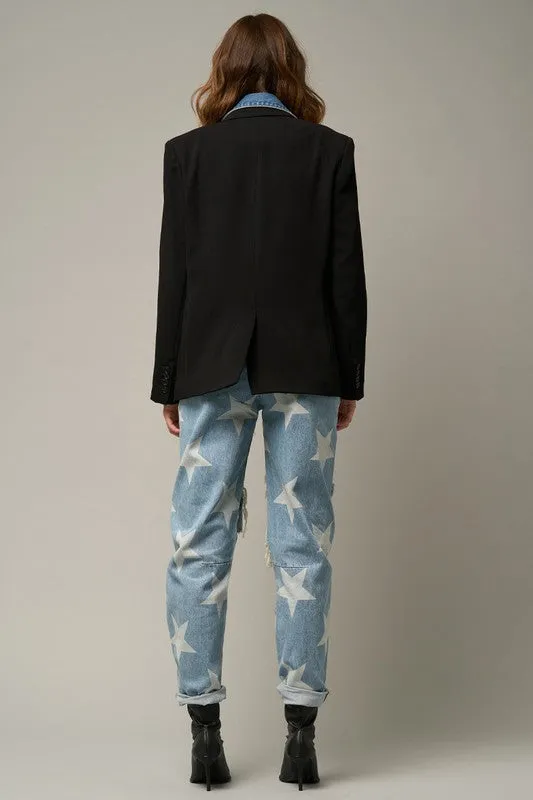 STAR PRINT SLOUCH JEANS