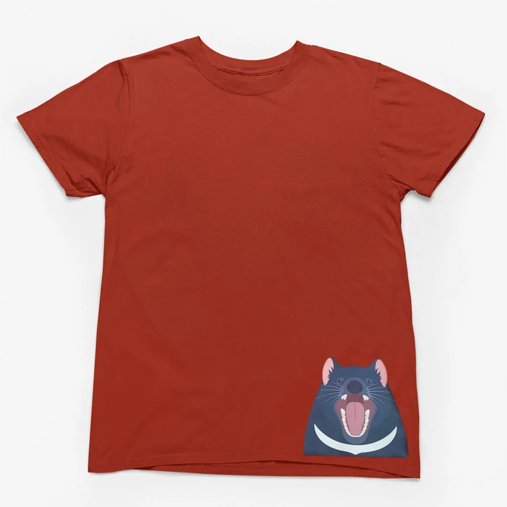 Tasmanian Devil Hem Print Adults T-Shirt (Various Colours)