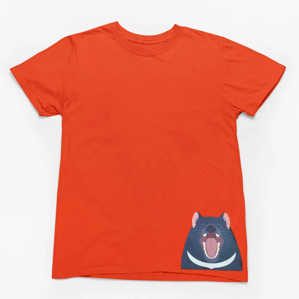 Tasmanian Devil Hem Print Adults T-Shirt (Various Colours)