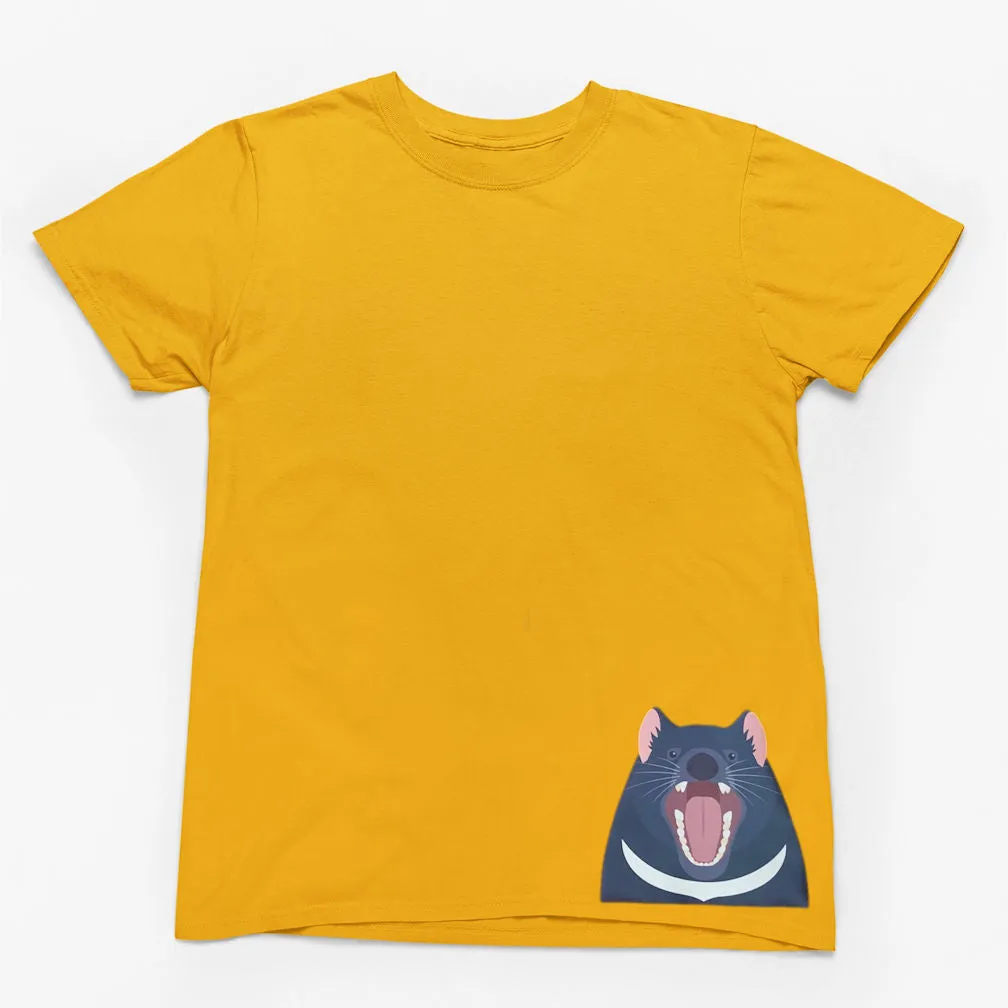 Tasmanian Devil Hem Print Adults T-Shirt (Various Colours)