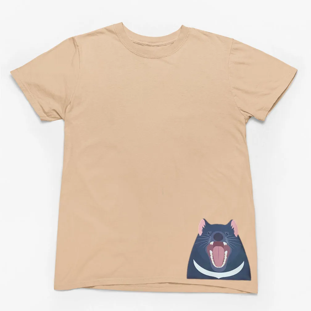 Tasmanian Devil Hem Print Adults T-Shirt (Various Colours)