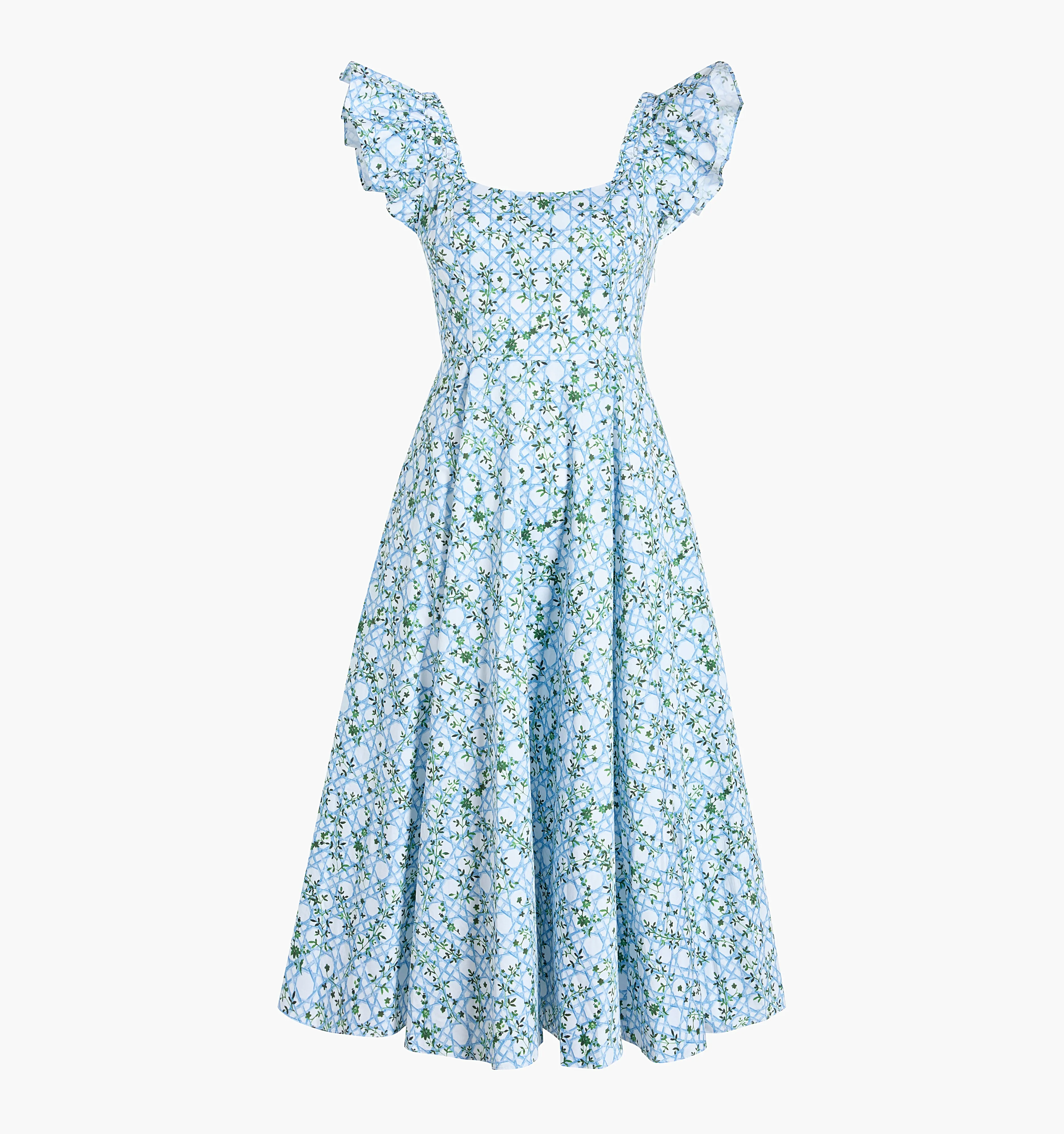 The Daphne Dress - Blue Basketweave Vine