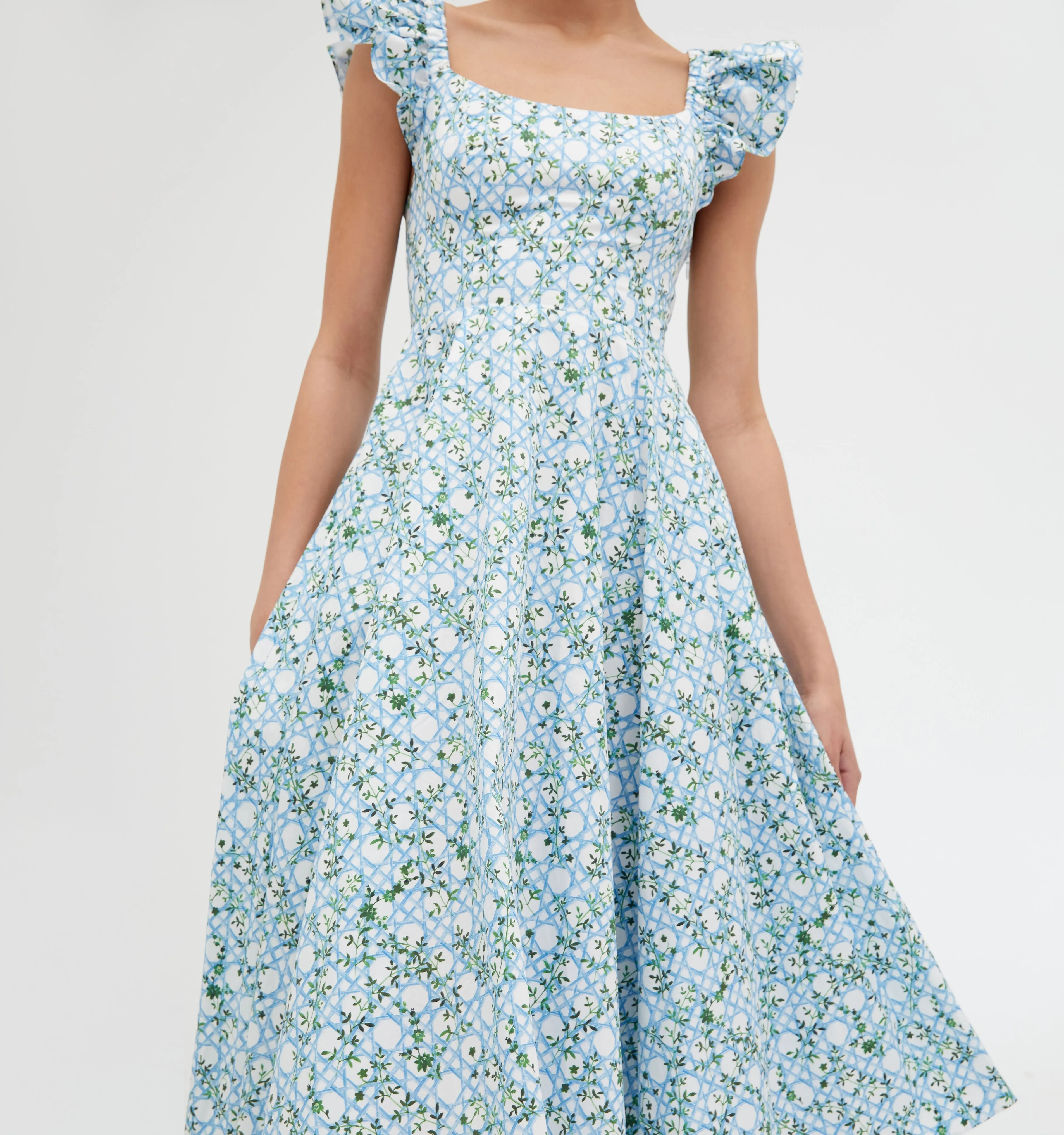 The Daphne Dress - Blue Basketweave Vine