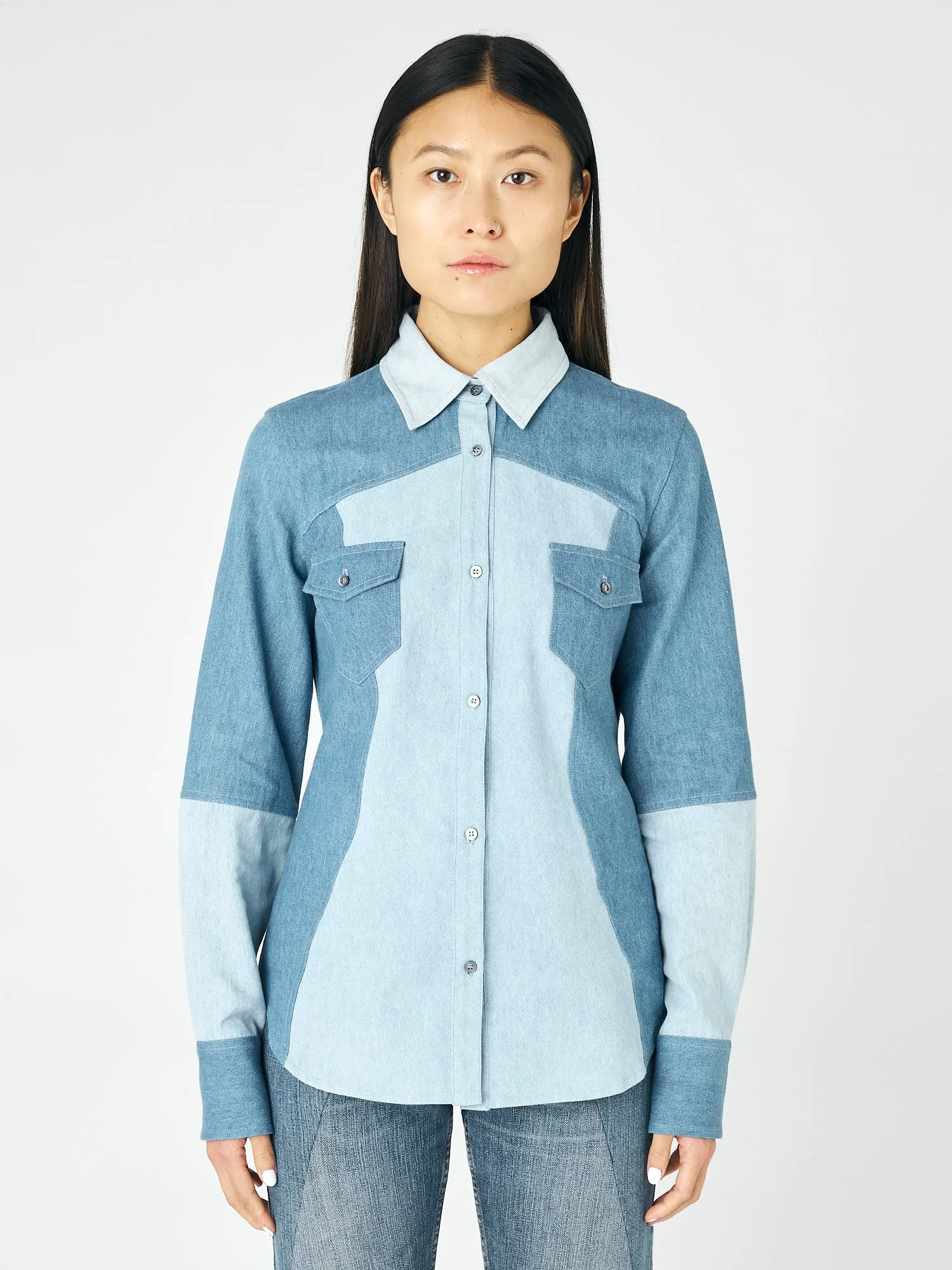 The Elly Shirt Denim Patchwork Blue