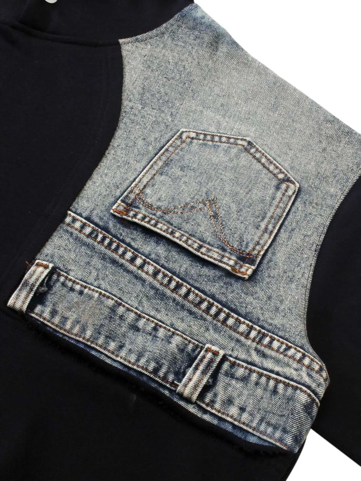 Thesupermade Denim Patchwork Hoodie