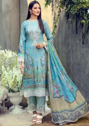 Unstitched Blue Pakistani Cotton Suit Dress Material