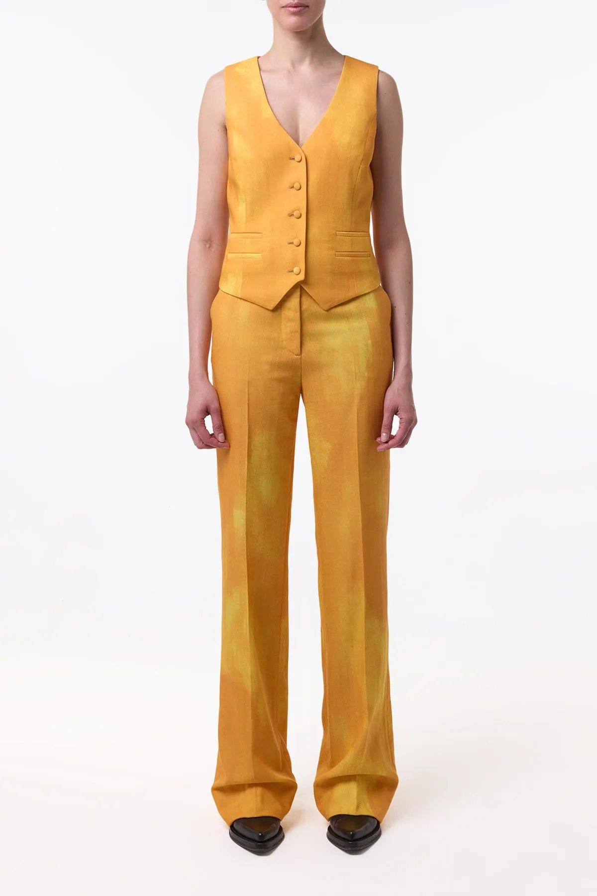 Vesta Flare Pant in Cadmium Yellow Virgin Wool