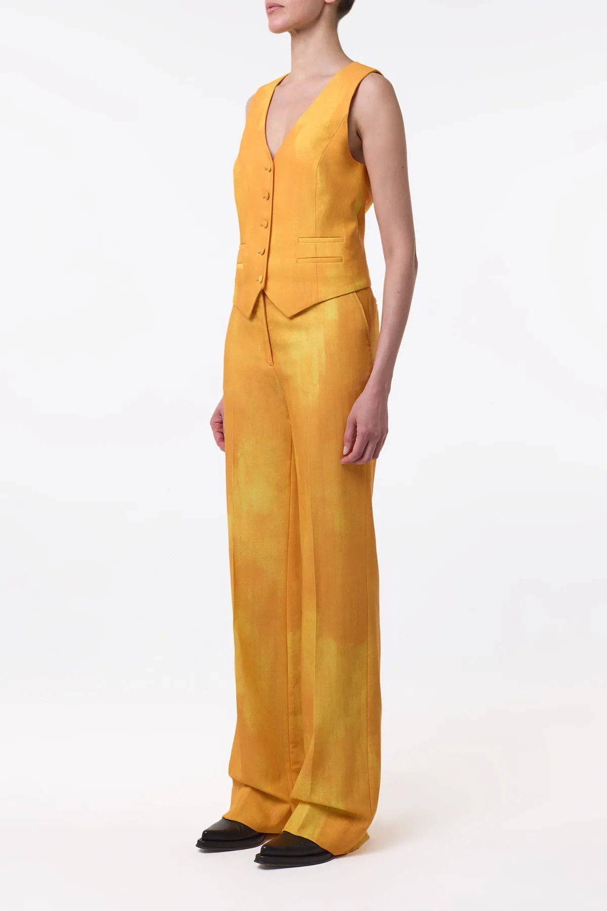 Vesta Flare Pant in Cadmium Yellow Virgin Wool