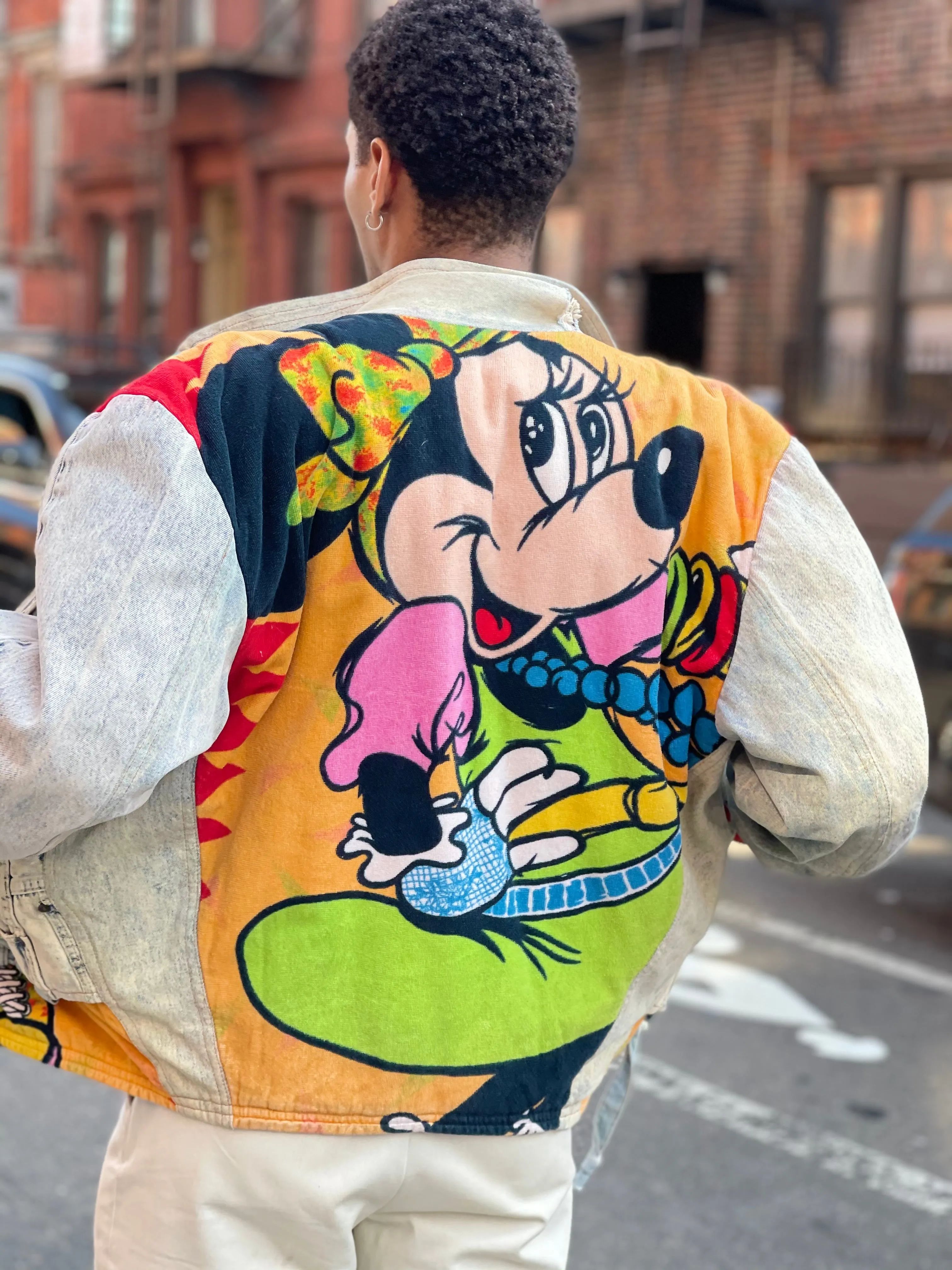 Vintage 80s Patchwork Minnie Mouse Jean Jacket