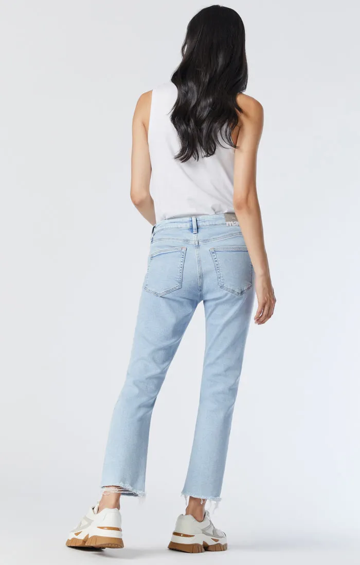 VIOLA STRAIGHT LEG JEANS IN LIGHT RIPPED RECYCLED BLUE