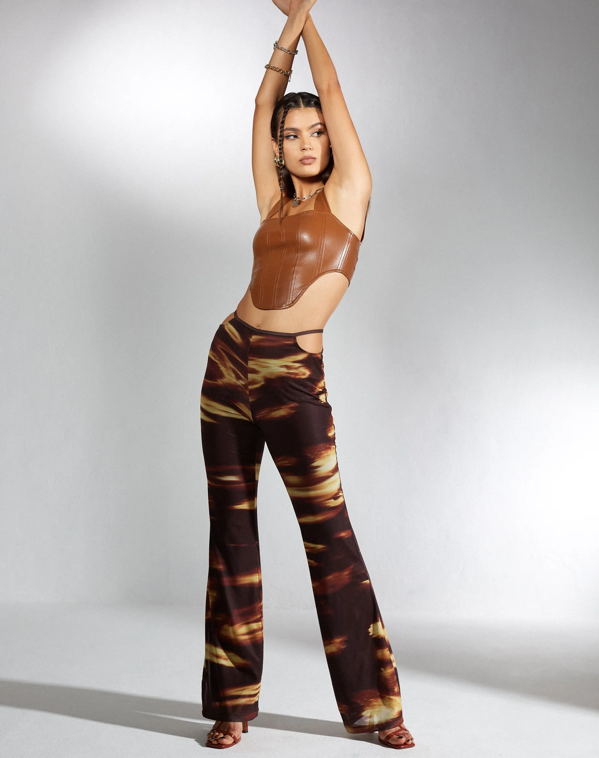 Wawi Crop Top in PU Chocolate