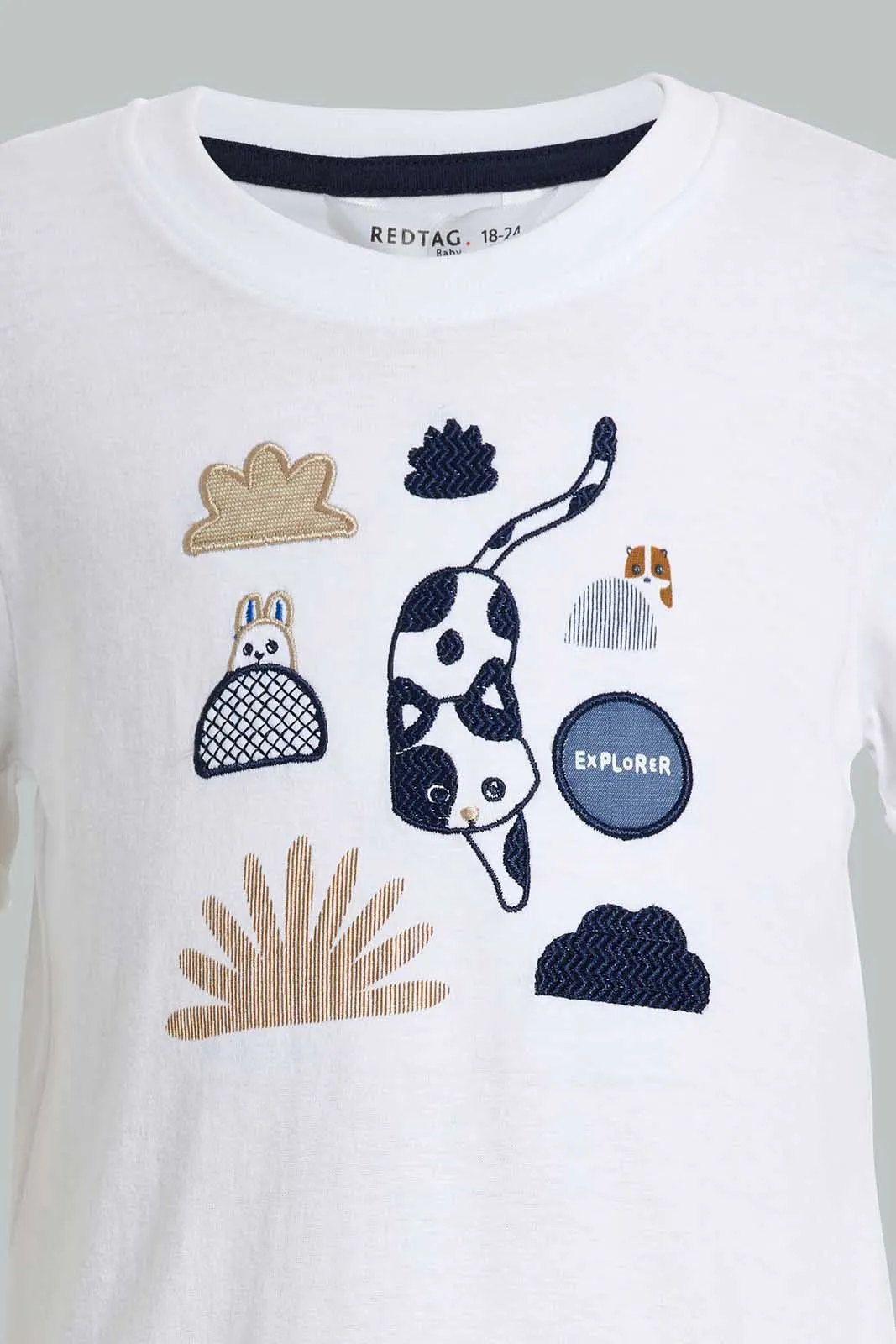 White Animal Printed T-Shirt For Baby Boys