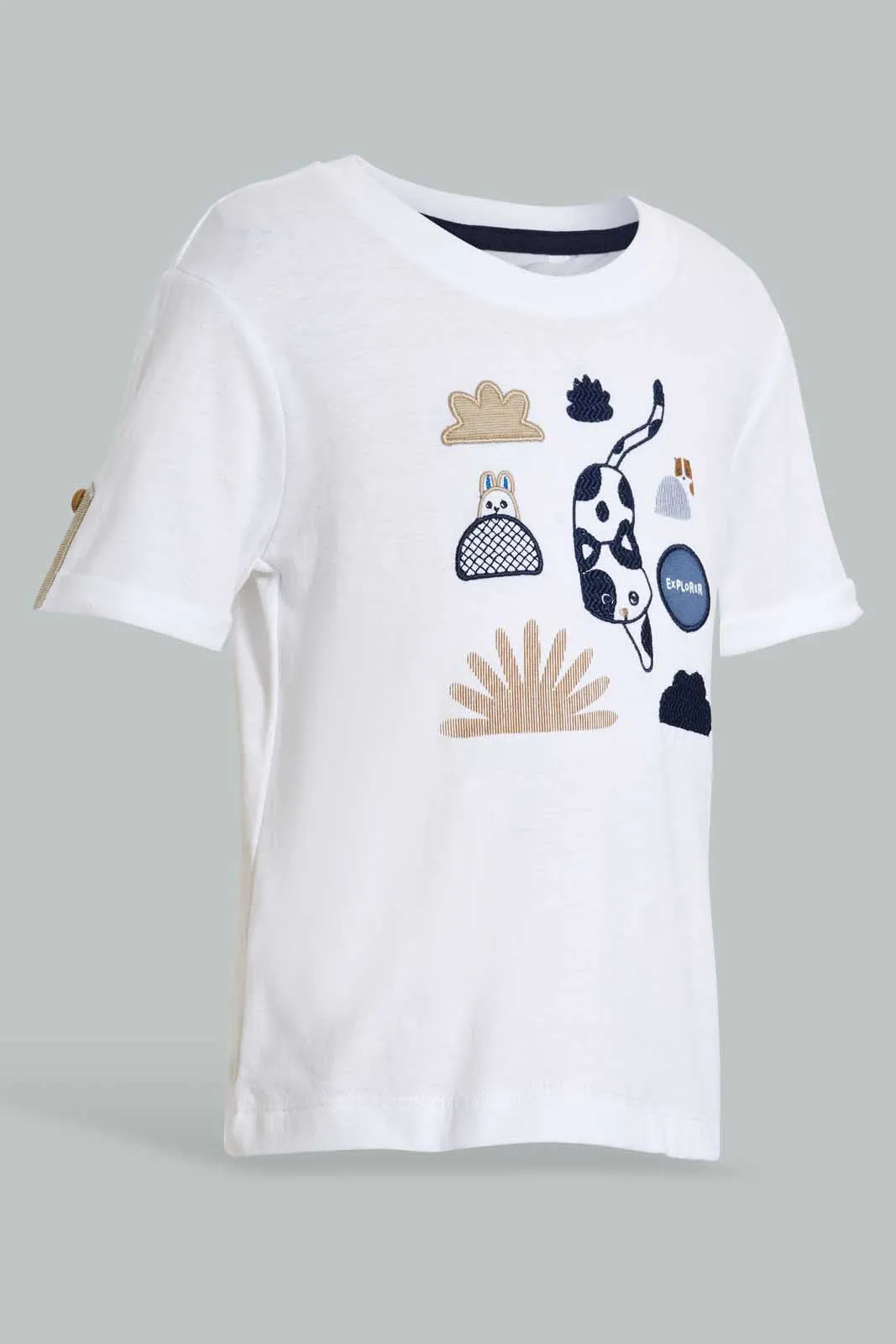 White Animal Printed T-Shirt For Baby Boys