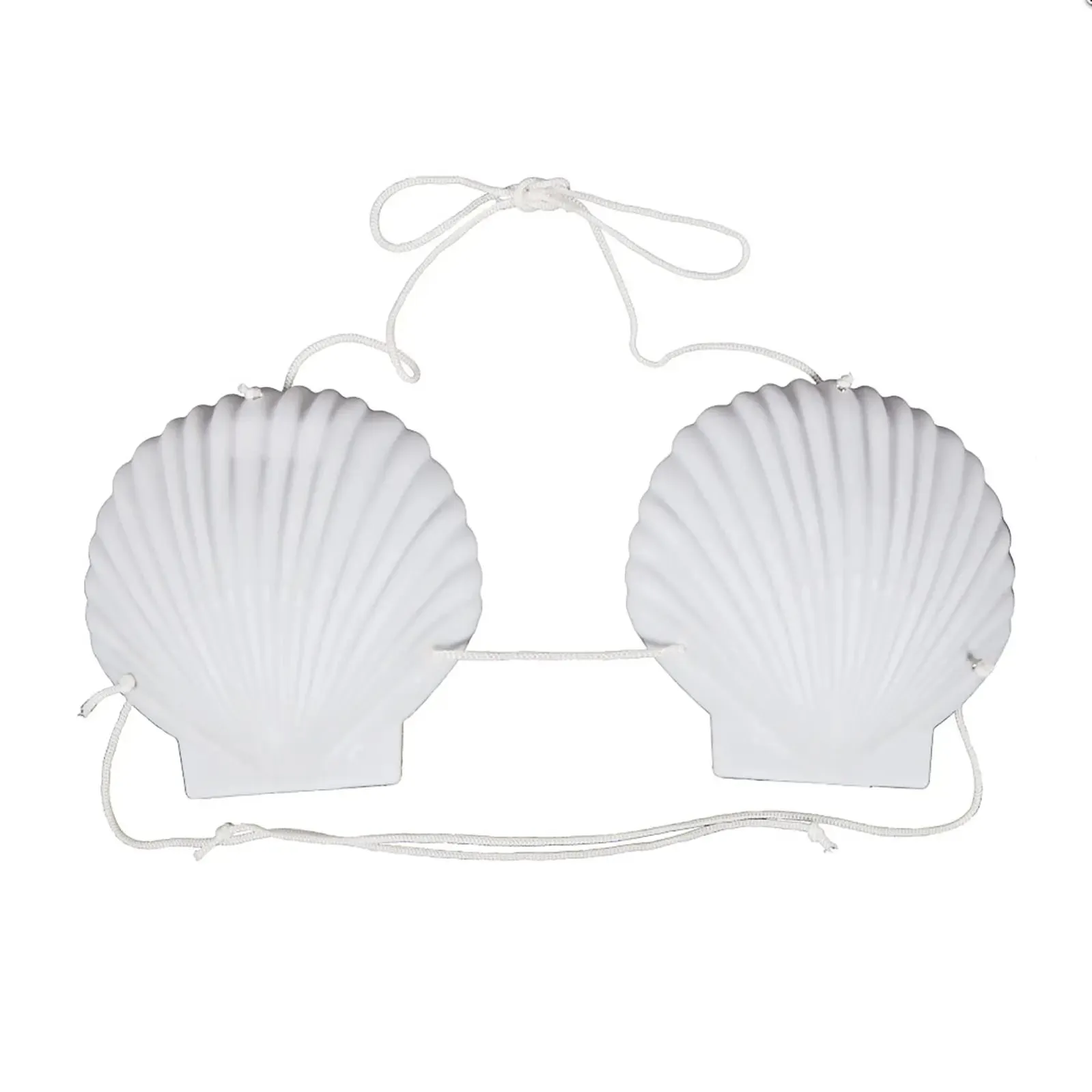 White Shell Cup String Bikini Top Hawaiian Fancy Dress Bra