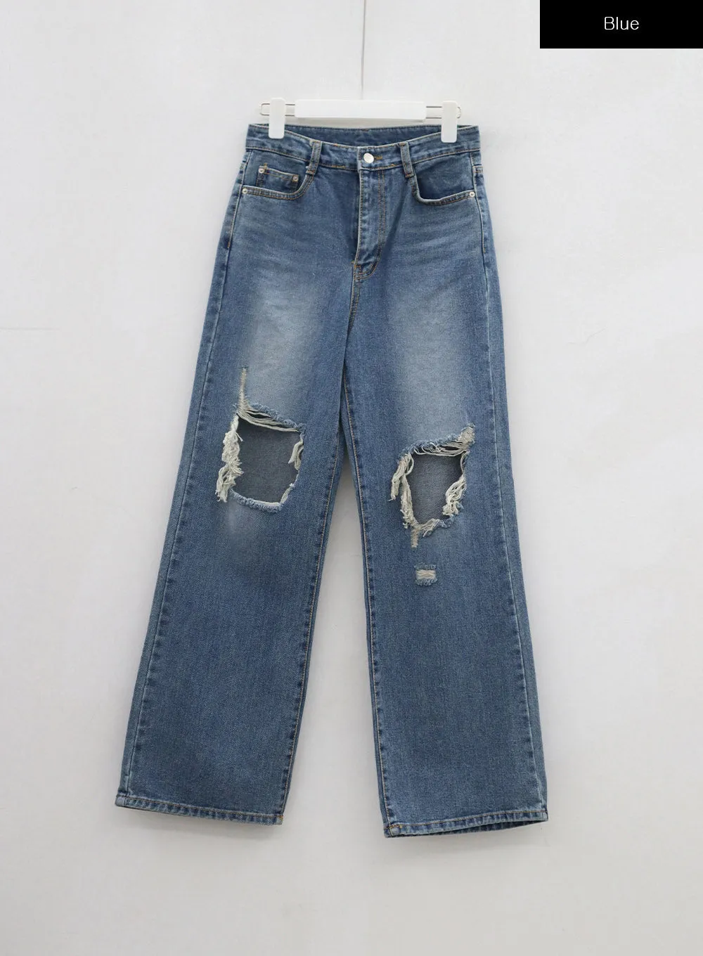 Wide Leg Ripped Knee Jeans BJ317