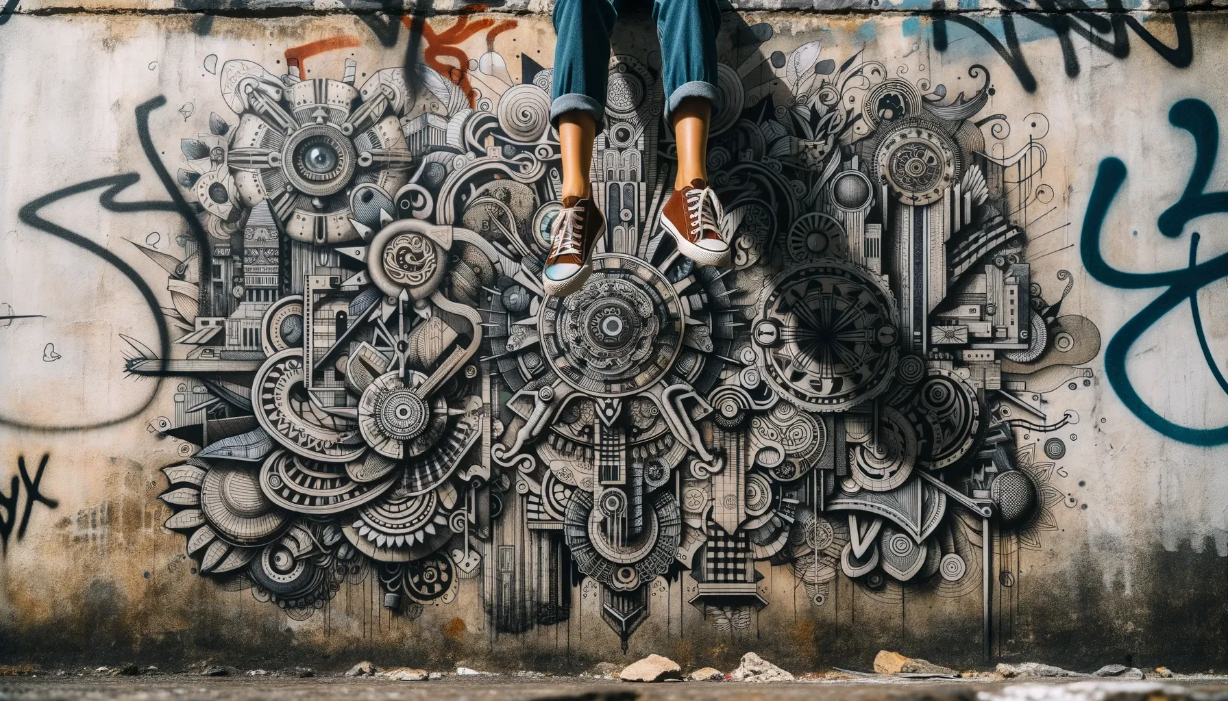 Woman on Graffiti Wall