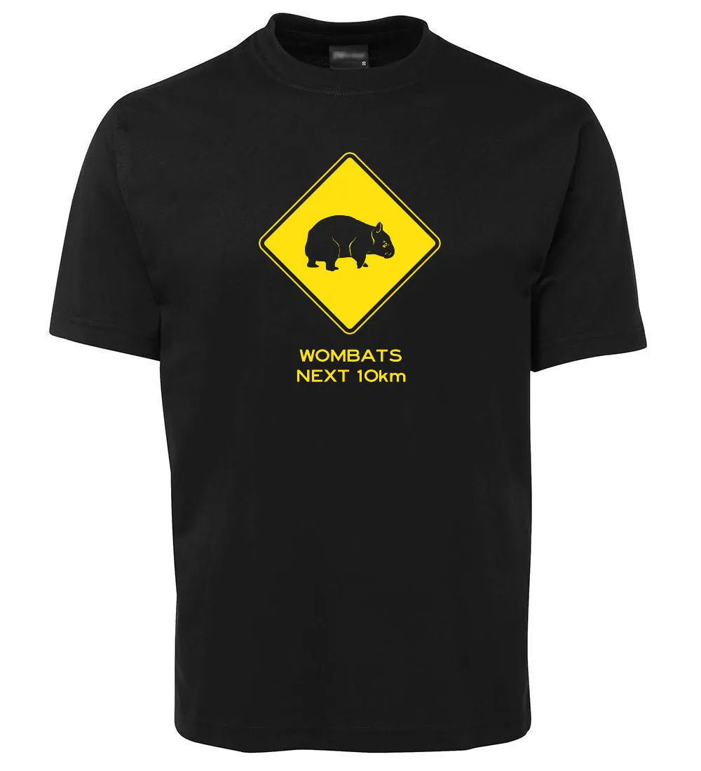 Wombats Next 10km Road Sign Adults T-Shirt (Various Colours)