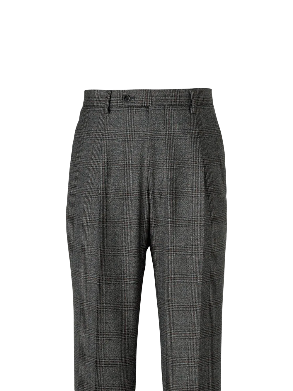 Wool Plaid Single Pleat Suit Pants - Charcoal