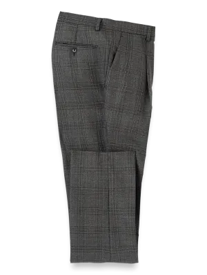 Wool Plaid Single Pleat Suit Pants - Charcoal