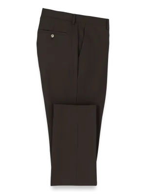 Wool Stretch Bengaline Suit Pants - Dark Brown