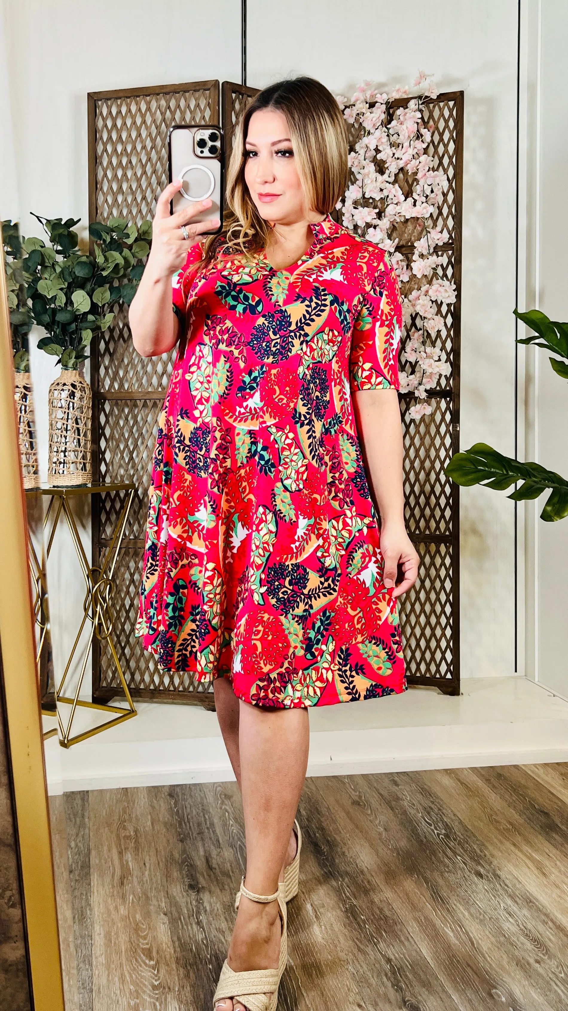 Wrinkle Free Floral Dress